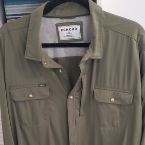 Poncho Men's Lightweight Olive Green Shirt Jacket